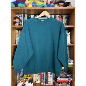 Vintage Chic 90s blank teal sweatshirt Large Oversized